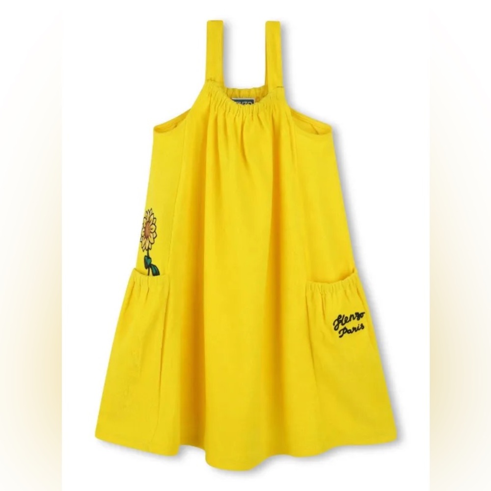 Kenzo Kids Logo Embroidered Dress Yellow Size 6